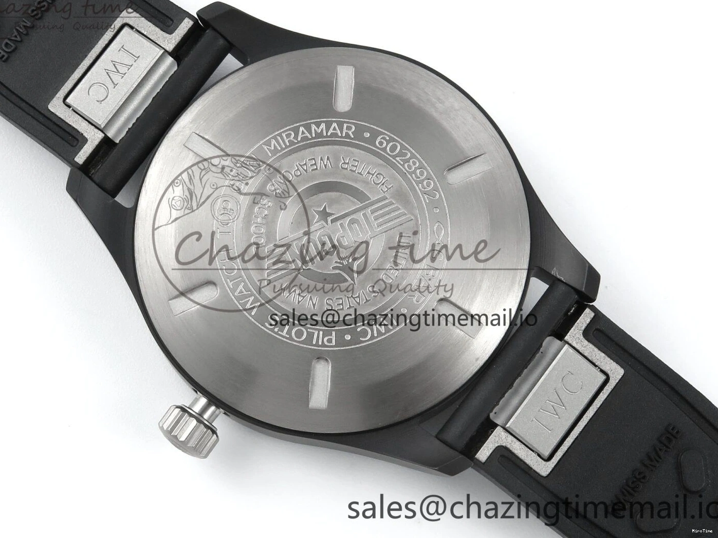 MIROTIME 0402 Pilot Top Gun IW326901 M+F 1:1 Best Edition Black Dial on Black Rubber Strap A SportInspired 6999